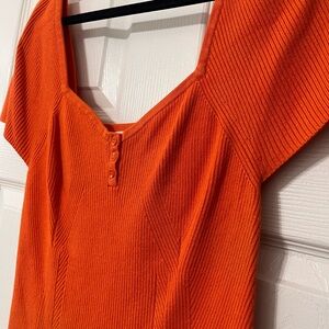 Anthropologie Vibrant Orange Short Sleeve Top